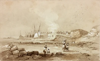 North Sunderland, Northumberland (tinta (sepia) sobre papel)
